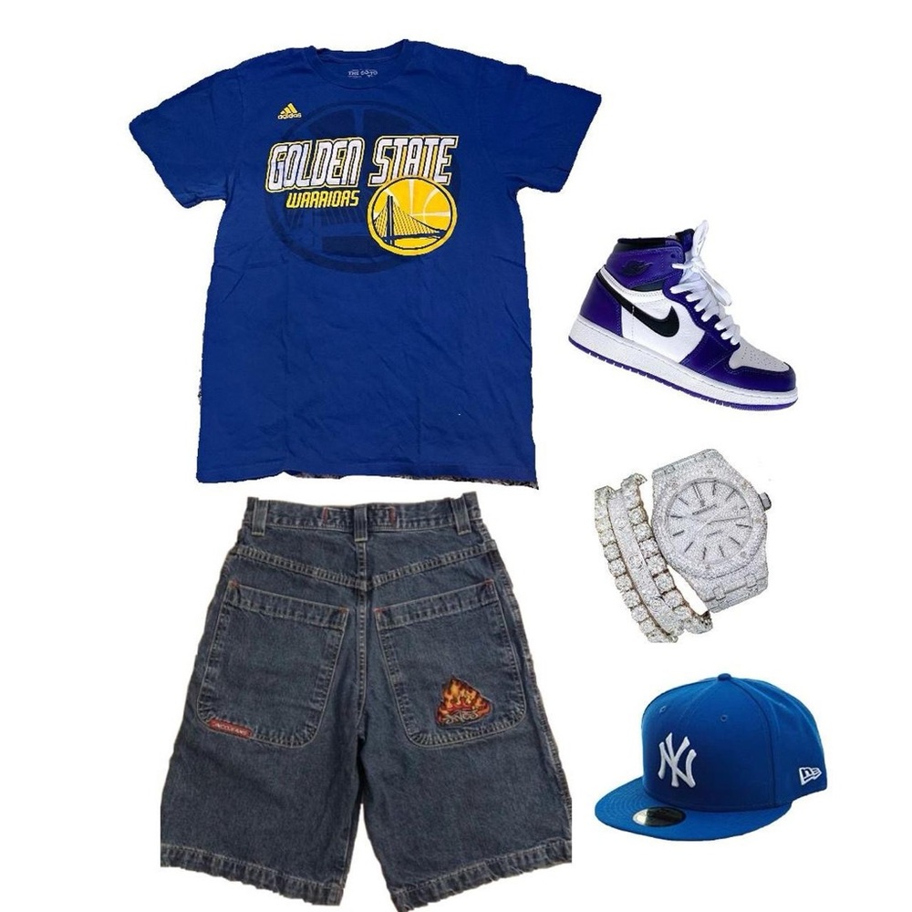 Golden State Warriors Blue T-Shirt and Denim Shorts Set